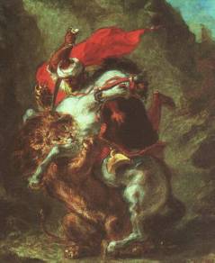 lion attaquant un cavalier, Eugène Delacroix, Wikipédia